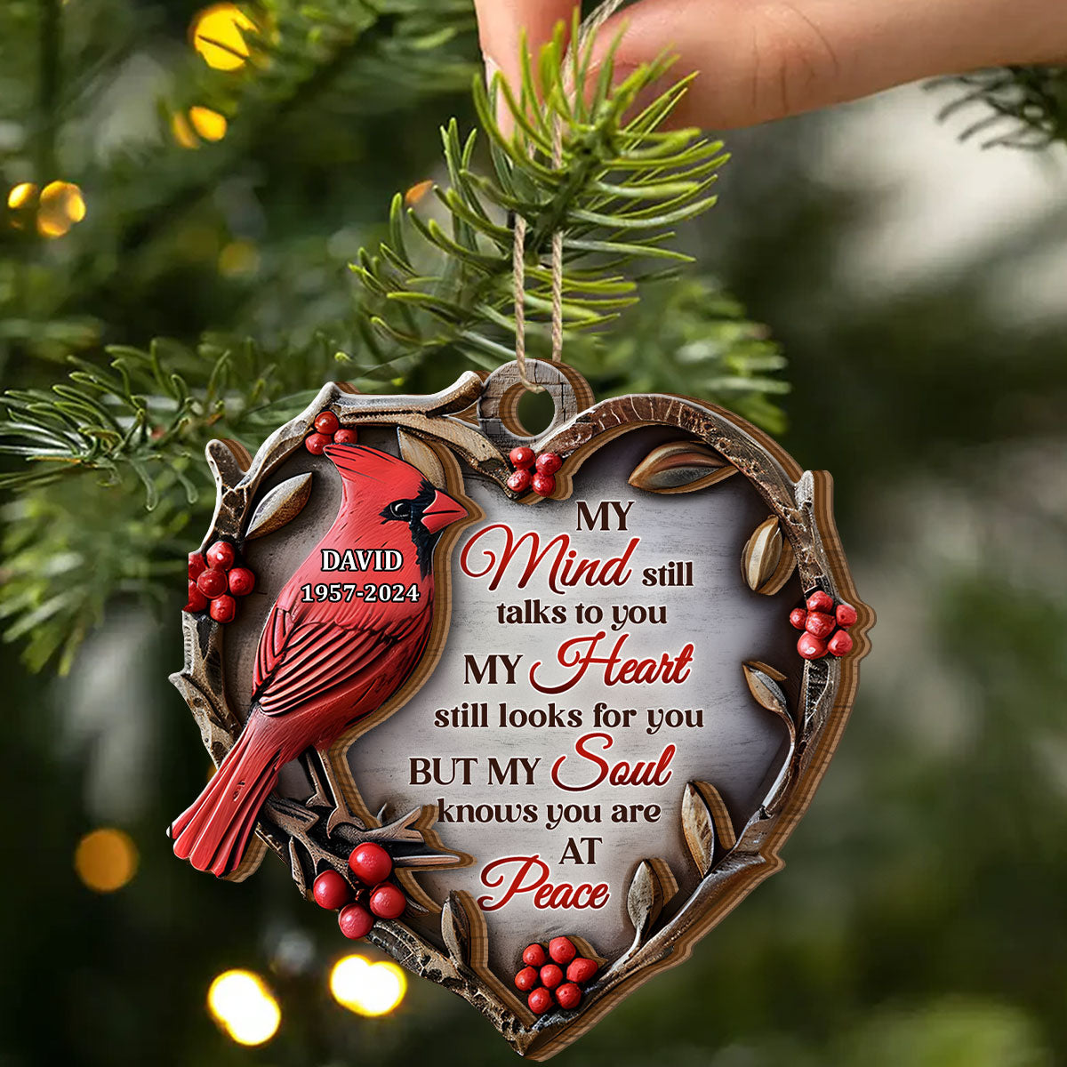 My Soul Knows You Are At Peace - Personalized 2-Layered Wooden Ornament