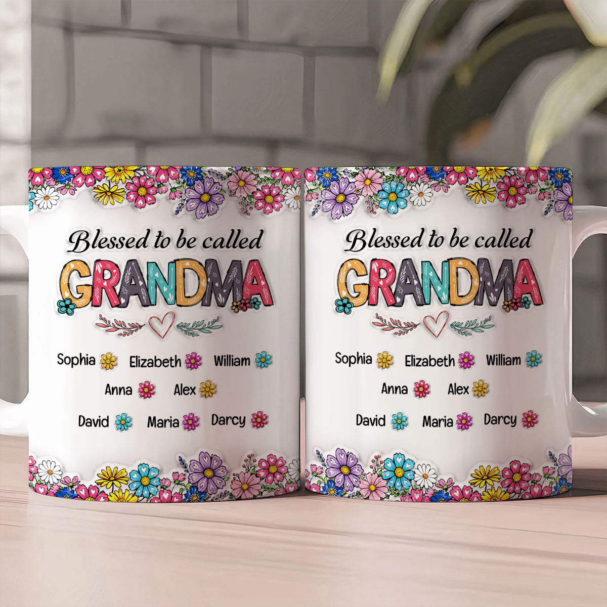 Blessed Nana Spring Flowers | Personalized Ceramic Coffee Mug