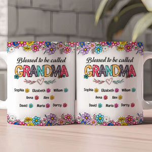 Blessed Nana Spring Flowers | Personalized Ceramic Coffee Mug