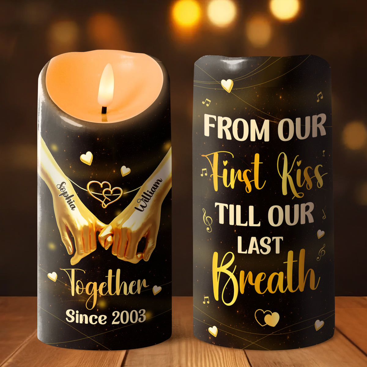 From Our First Kiss Till Our Last Breath - Personalized Flameless LED Candle