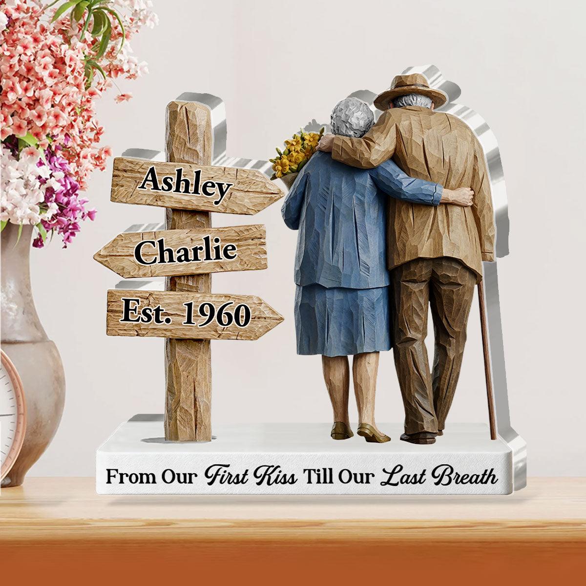 From Our First Kiss Till Our Last Breath - Personalized Custom Shaped Squared Acrylic Plaque