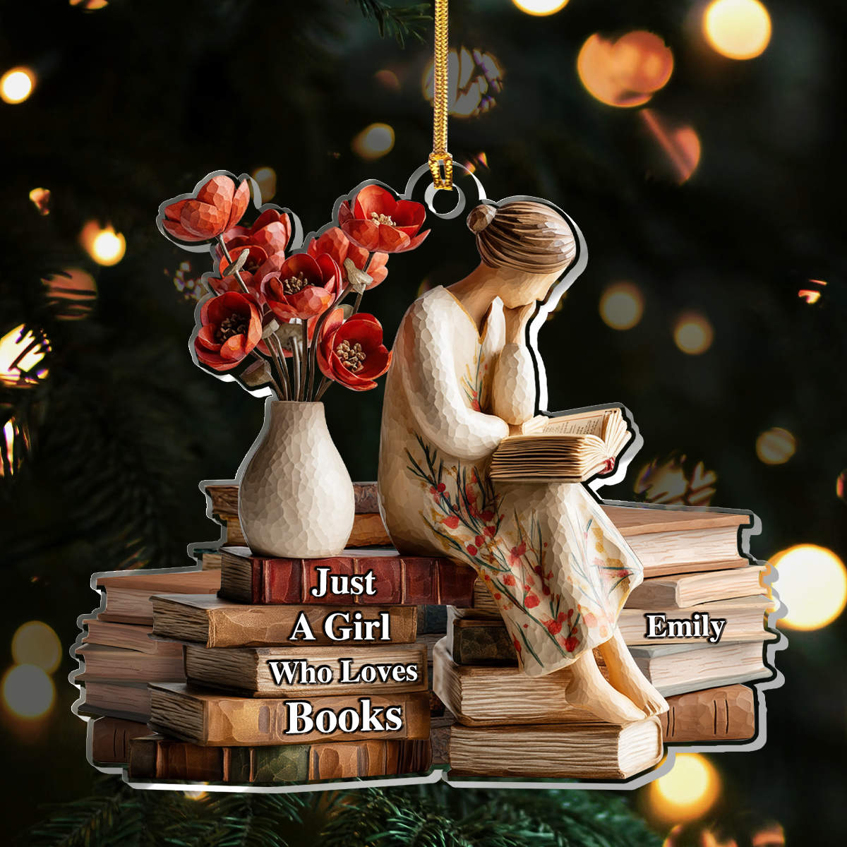 Just A Girl Who Loves Books - Personalized 1-Layer Acrylic Ornament Gift For Friend Gift For Loved One Christmas Gift For Loved One