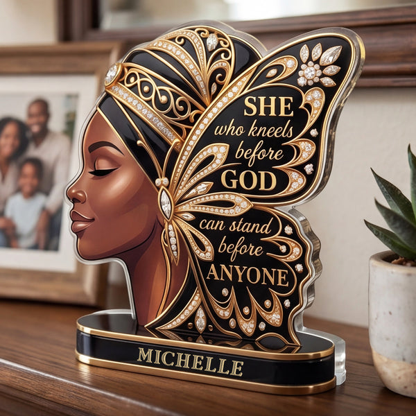 She Who Kneels Before God Butterfly - Personalized Custom Shaped Acrylic Plaque