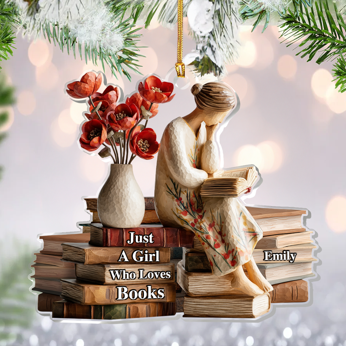 Just A Girl Who Loves Books - Personalized 1-Layer Acrylic Ornament Gift For Friend Gift For Loved One Christmas Gift For Loved One