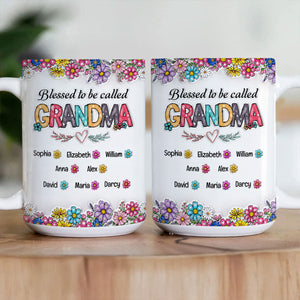 Blessed Nana Spring Flowers | Personalized Ceramic Coffee Mug