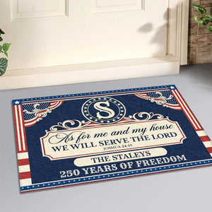 As For Me And My House We Will Serve The Lord | 250th Anniversary Personalized Doormat