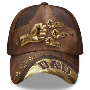Grandpa Kids Holding Hands Personalized Dad Cap with Kids Names, Custom Dad Hats for Men, Personalized Fathers Day Hat Gifts for Grandpa, Daddy