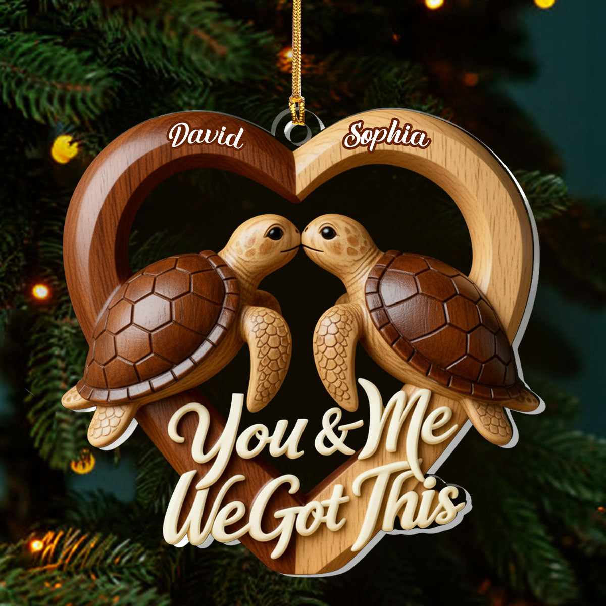 Forever Us Sea Turtle - Personalized 1-Layer Acrylic Ornament