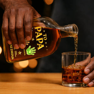 From The Reason You Drink Hand Prints - Personalized Whiskey Bottle - Father's Day, Gift For Dad, Grandpa