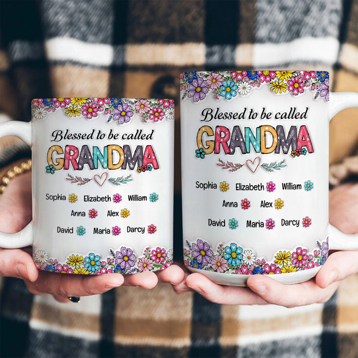 Blessed Nana Spring Flowers | Personalized Ceramic Coffee Mug
