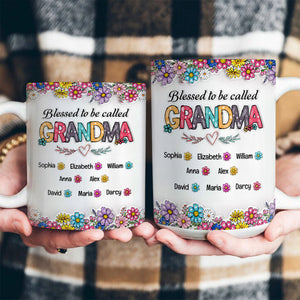 Blessed Nana Spring Flowers | Personalized Ceramic Coffee Mug