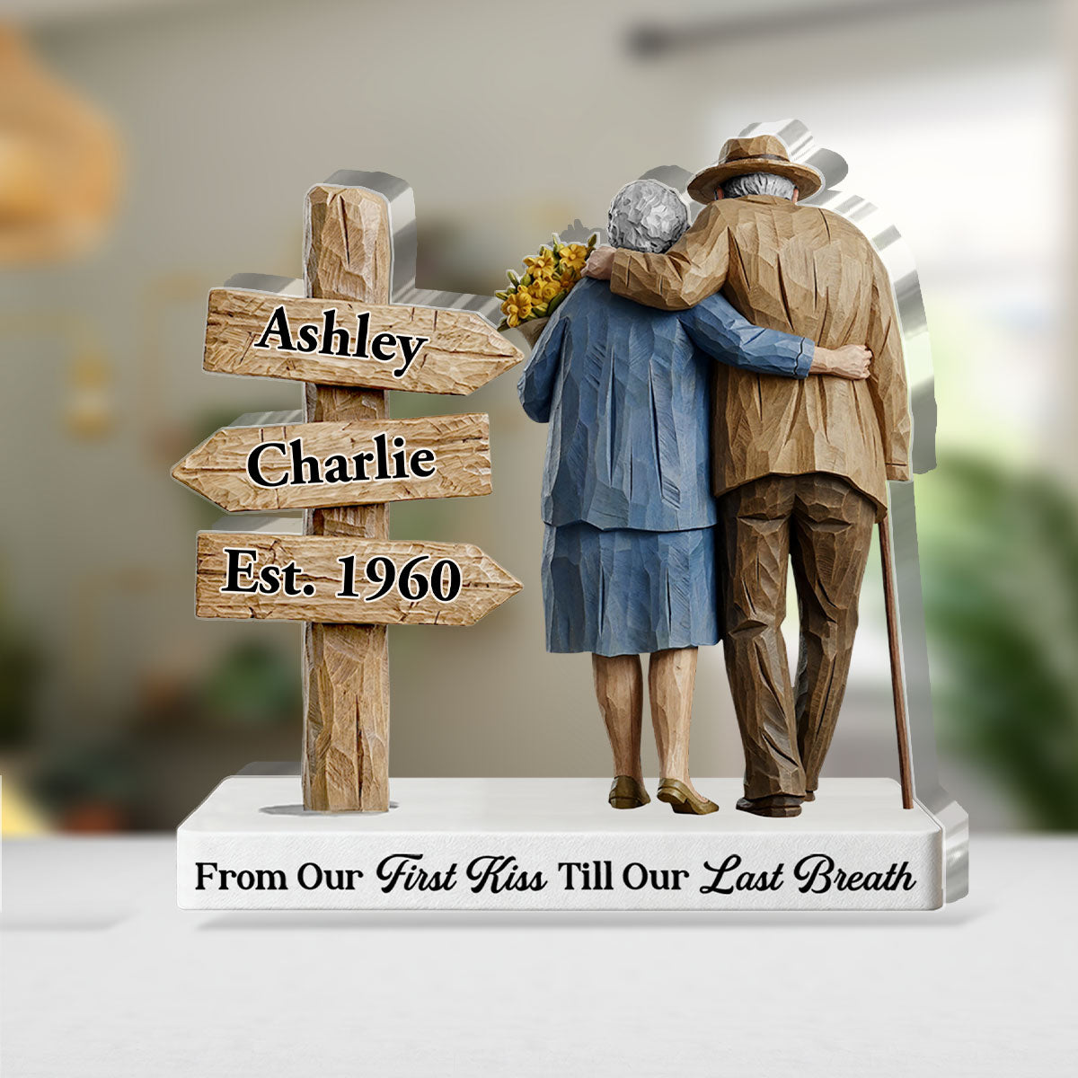 From Our First Kiss Till Our Last Breath - Personalized Custom Shaped Squared Acrylic Plaque