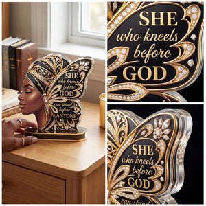 She Who Kneels Before God Butterfly - Personalized Custom Shaped Acrylic Plaque