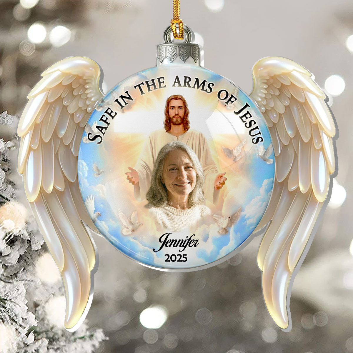 Safe In The Arms Of Jesus - Personalized 1-Layer Acrylic Ornament
