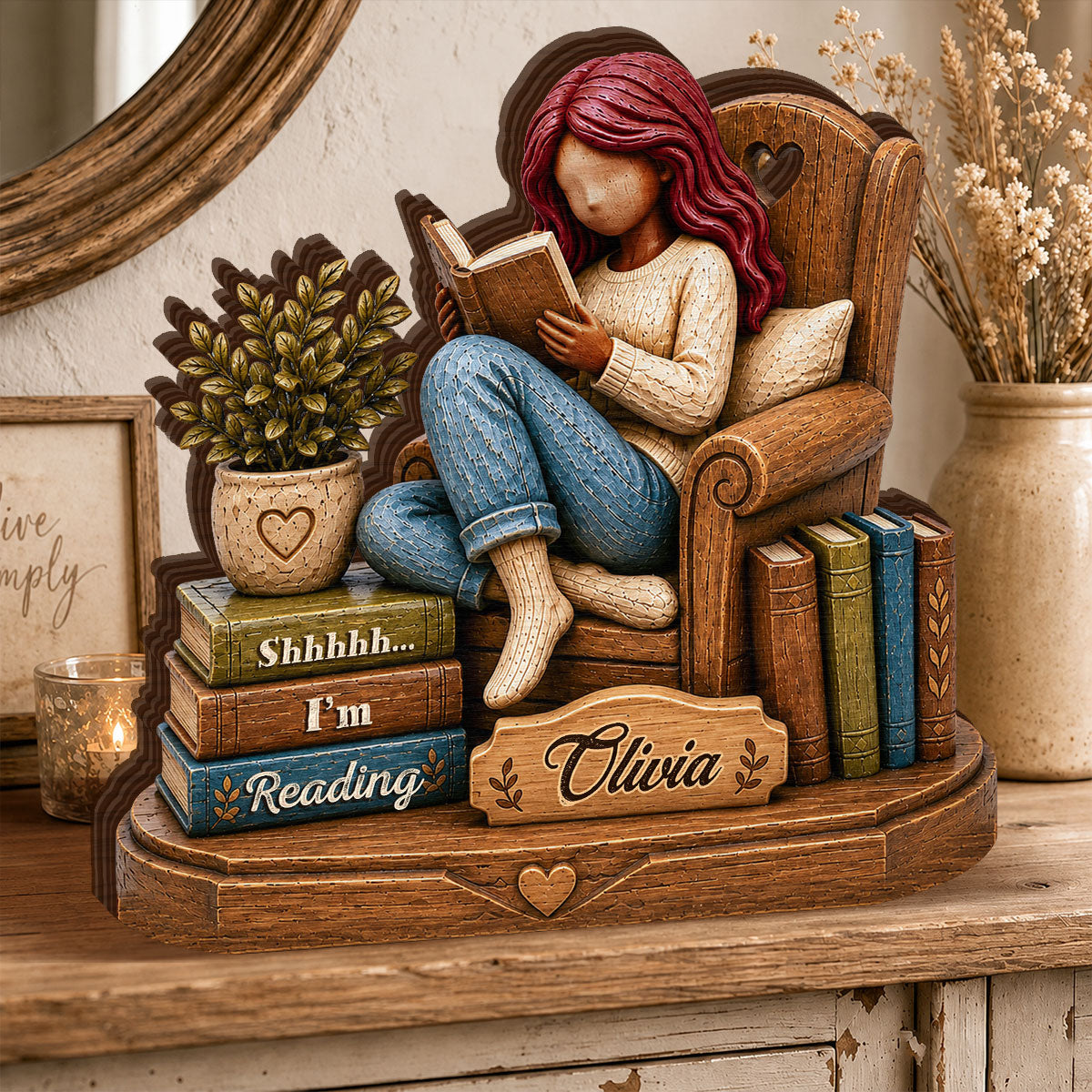 Just A Girl Who Love Books - Personalized Wooden Block