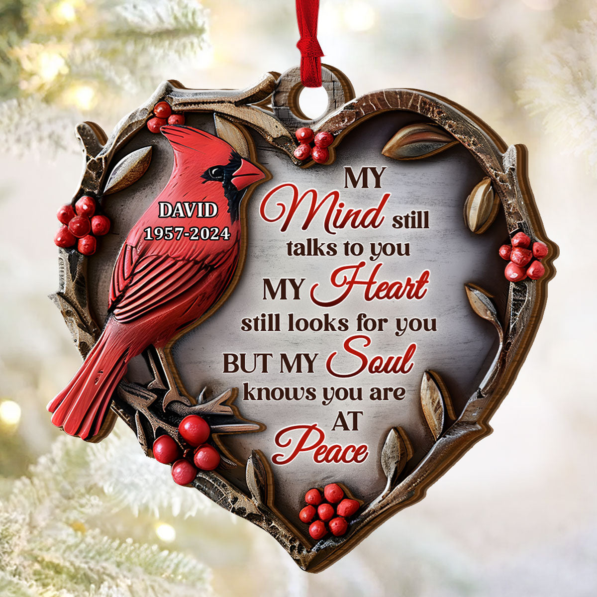 My Soul Knows You Are At Peace - Personalized 2-Layered Wooden Ornament