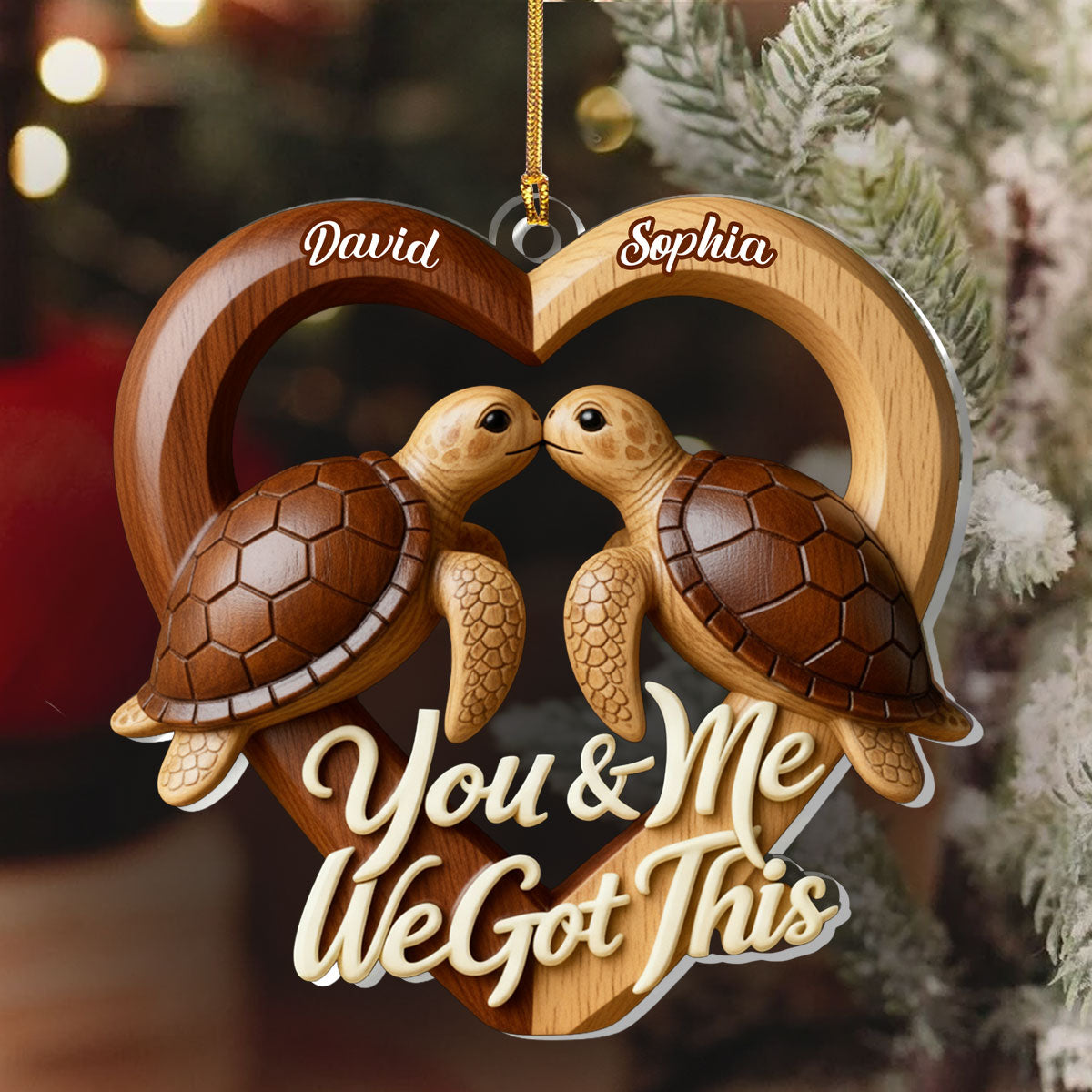 Forever Us Sea Turtle - Personalized 1-Layer Acrylic Ornament