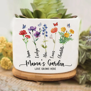Personalized Birth Month Ceramic Flower Pot, Unique Mother's Day Gift for Her, Gift for Grandma, Mom, Wife, Indoor/Outdoor Potter Plant Pot