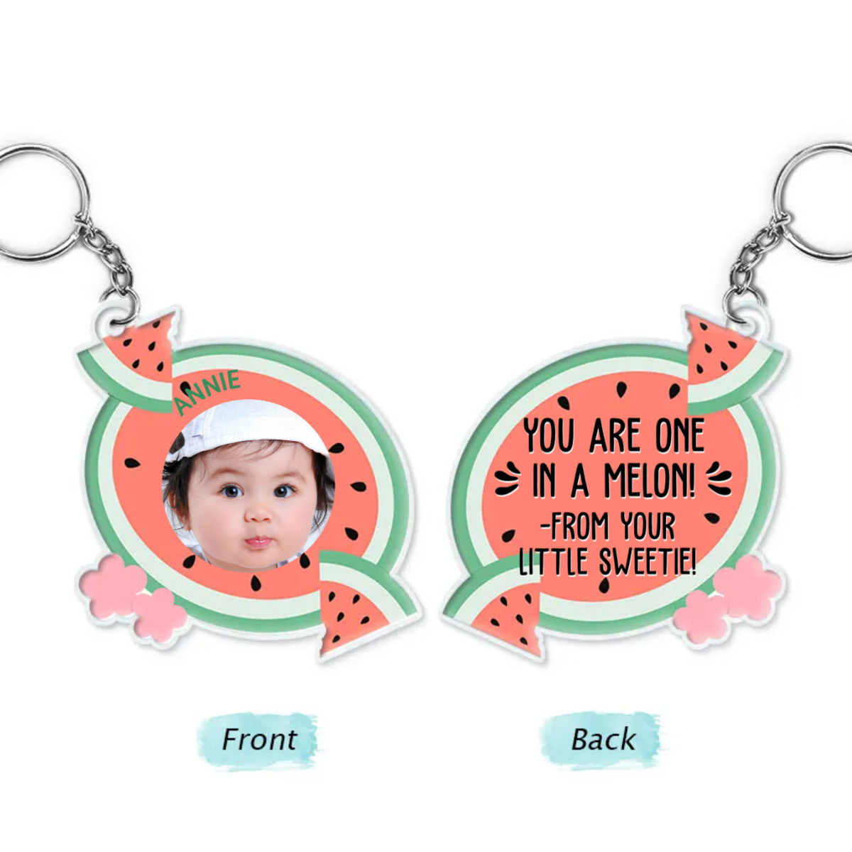 Custom Baby Photo Loving You Is Easy Peasy Lemon Squeezy - Personalized Acrylic Keychain - Gift For Dad, Mom, Grandma, Grandpa