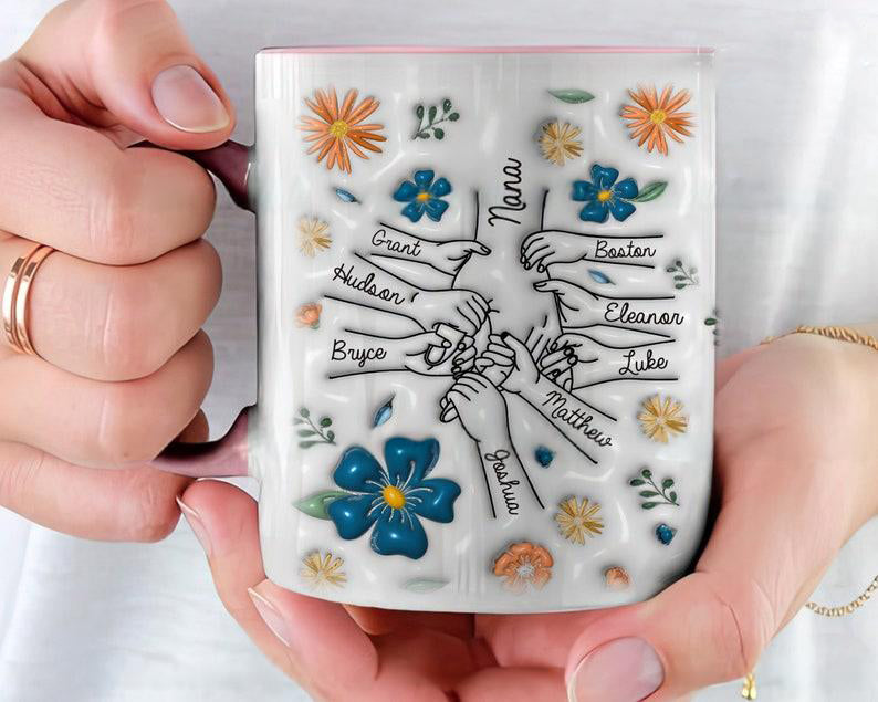 Personalized Mothers Day Nana's 3D Inflated Effect Mug, Mother's Day 3D Inflated Effect  Mug Gift For Grandma, Grandma Mug, Mom Mug, Mothers Day Gift 2025