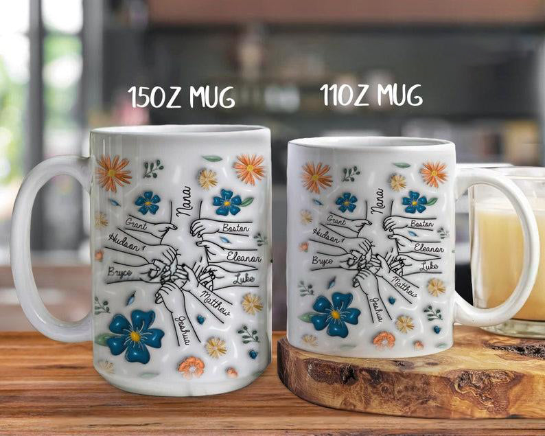 Personalized Mothers Day Nana's 3D Inflated Effect Mug, Mother's Day 3D Inflated Effect  Mug Gift For Grandma, Grandma Mug, Mom Mug, Mothers Day Gift 2025