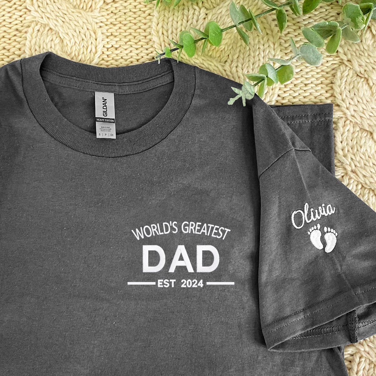 World's Greatest Dad Sweatshirt or Hoodie, Embroidered Gift with Est Year or Kids Names