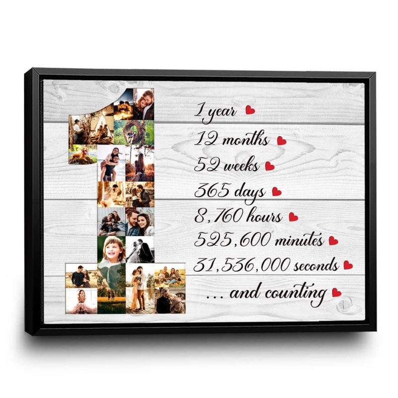 1 Year Anniversary Photo Collage Canvas Print, One Year Anniversary Gift, 1st Anniversary Gift