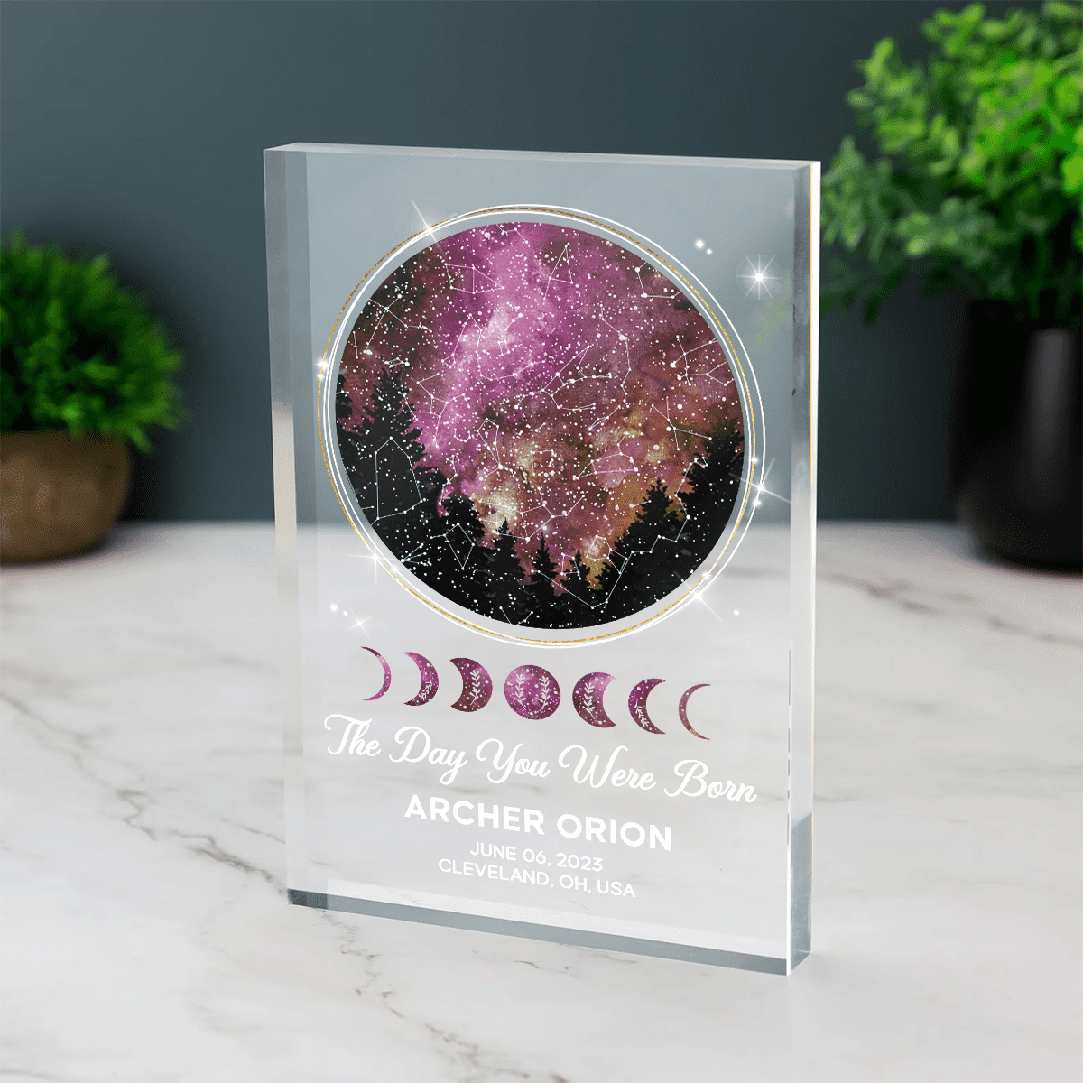 The Day You Were Born Custom Star Map Acrylic Plaque, Star Map Birthday Gift, Personalized Constellation Map Acrylic