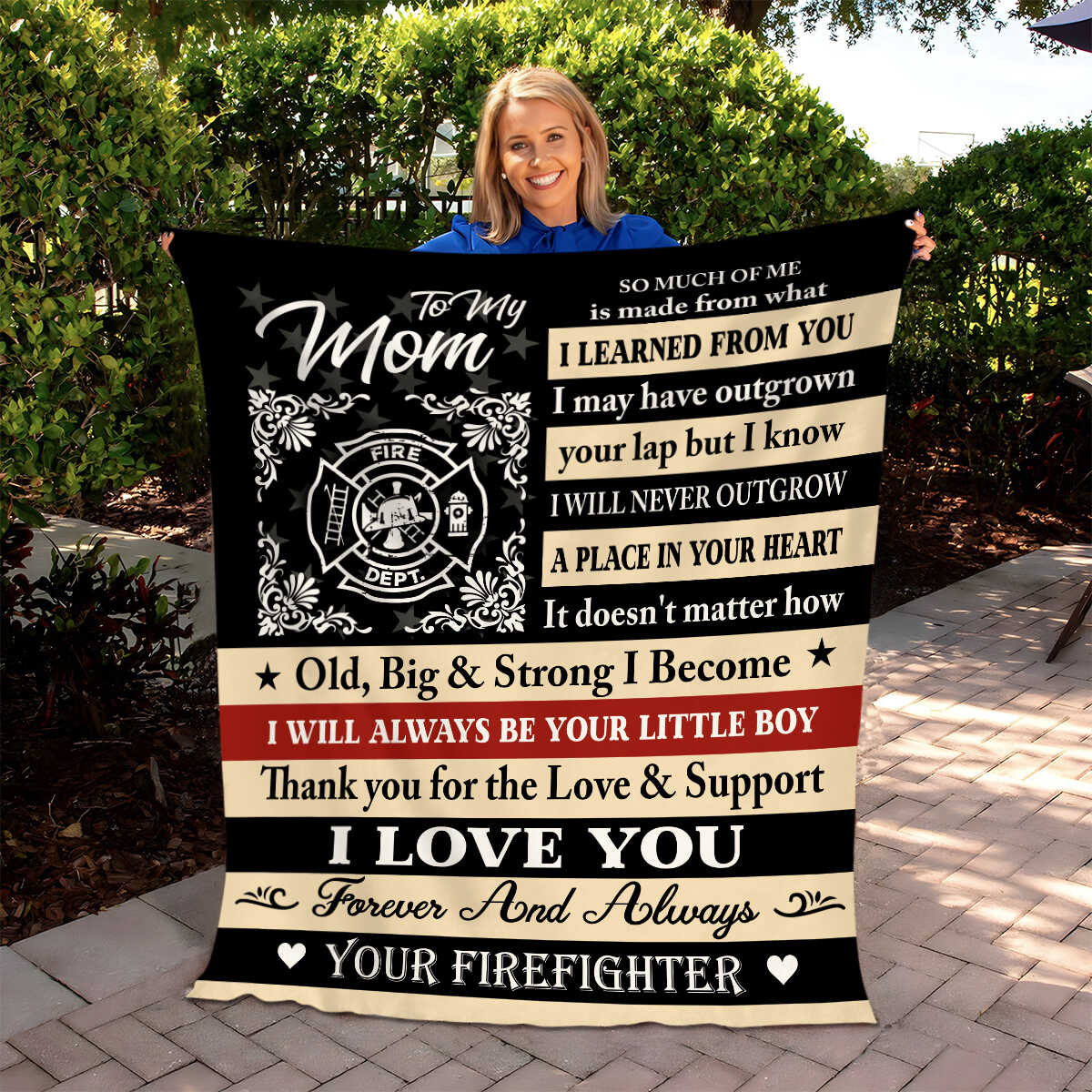 Firefighter Mom Blanket, Gift for Mom from Firefighter Son, Letter to Firefighter Mom Gift