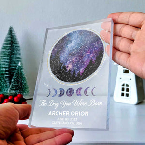 The Day You Were Born Custom Star Map Acrylic Plaque, Star Map Birthday Gift, Personalized Constellation Map Acrylic