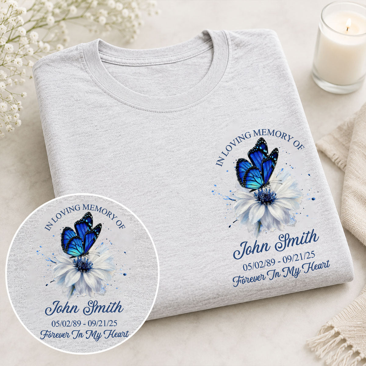 Memorial Butterfly Forever In My Heart - Personalized Shirt