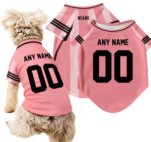 Miami Dog T-Shirt Pet Clothes Jersey for Dogs Custom Name and Number Gifts Soccer Fan Gift, Pet Jersey