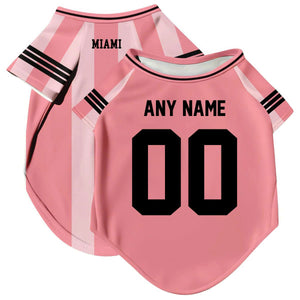 Miami Dog T-Shirt Pet Clothes Jersey for Dogs Custom Name and Number Gifts Soccer Fan Gift, Pet Jersey