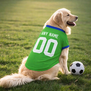 Seatle Dog T-Shirt Pet Clothes Jersey for Dogs Custom Name and Number Gifts Soccer Fan Gift, Pet Jersey