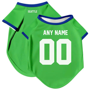 Seatle Dog T-Shirt Pet Clothes Jersey for Dogs Custom Name and Number Gifts Soccer Fan Gift, Pet Jersey