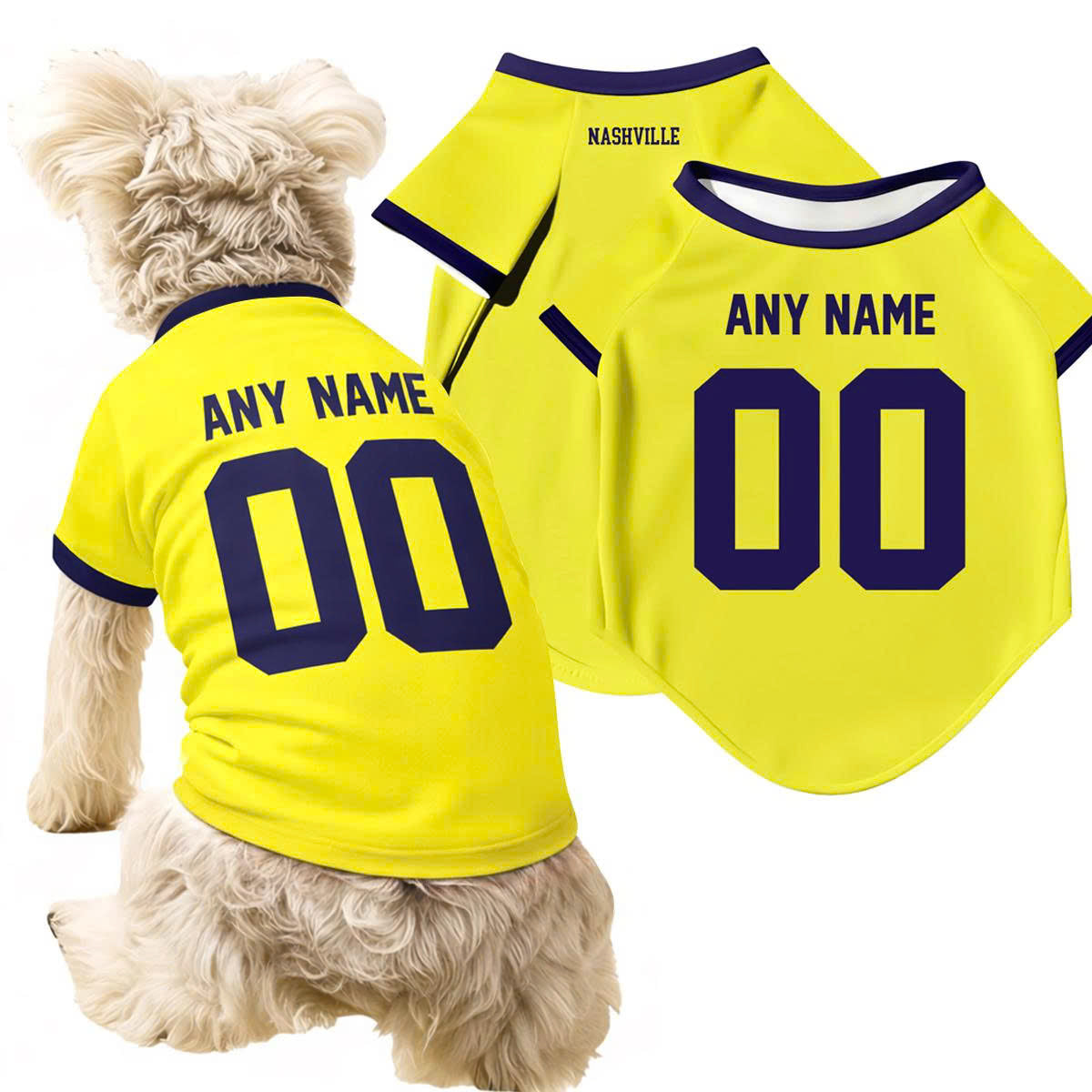 Nashville Soccer Dog T-Shirt Pet Clothes Jersey for Dogs Custom Name and Number Gifts Soccer Fan Gift, Pet Jersey