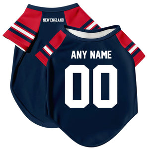 New England Soccer Dog T-Shirt Pet Clothes Jersey for Dogs Custom Name and Number Gifts Soccer Fan Gift, Pet Jersey