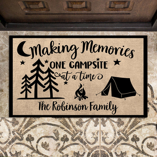 Making Memories One Campsite At A Time Personalized Doormat Camping
