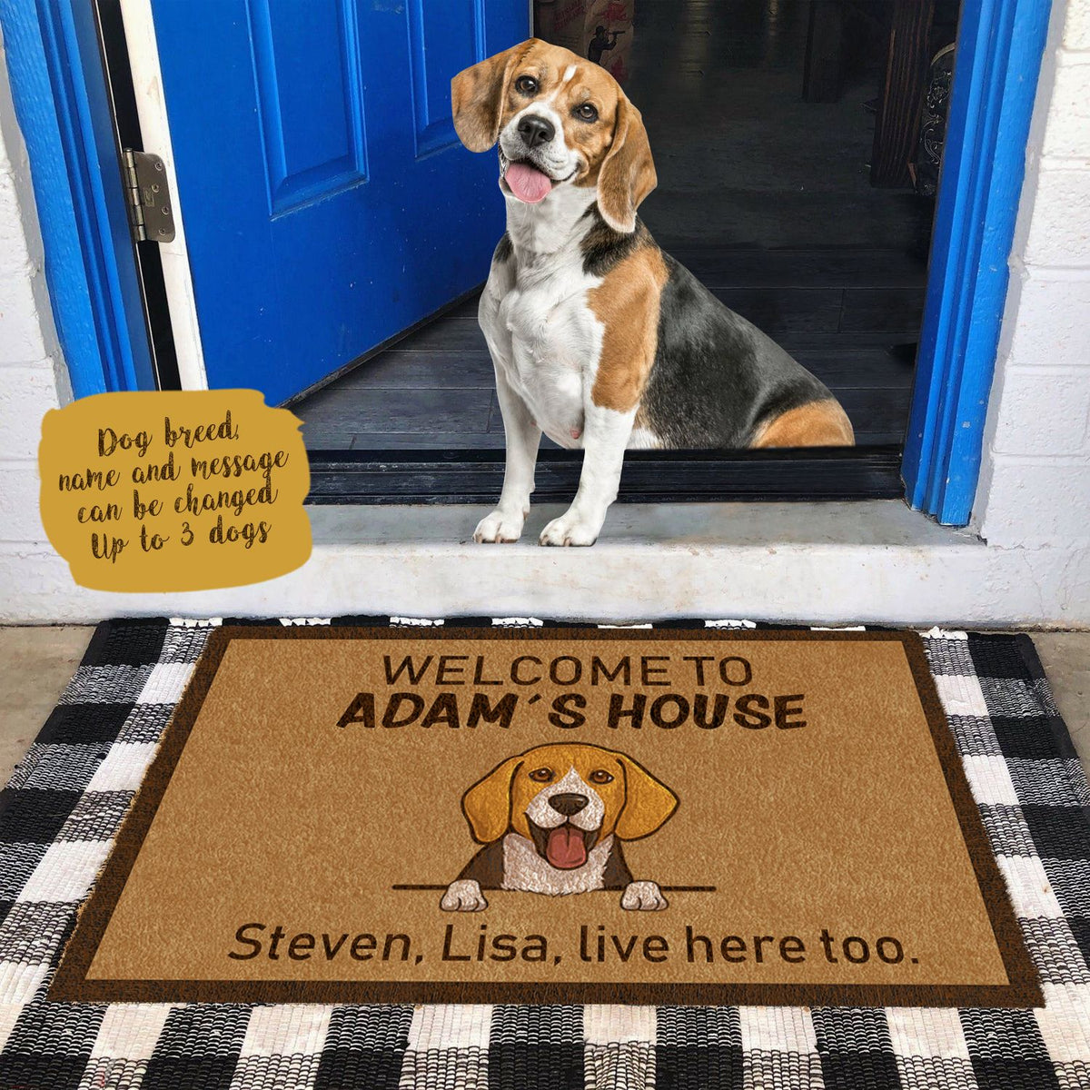 Personalized Doormat Gift For Dog Lover Welcome To Dog's House With Cute Dog