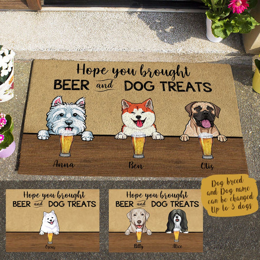 Cute Dog, Hope You Brought Beer And Dog Treats Gift For Dog Lovers, Personalized Doormat Christmas Gift HQ 123347342_2739827466270236_3287111528389198178_o.jpg?v=1606904537