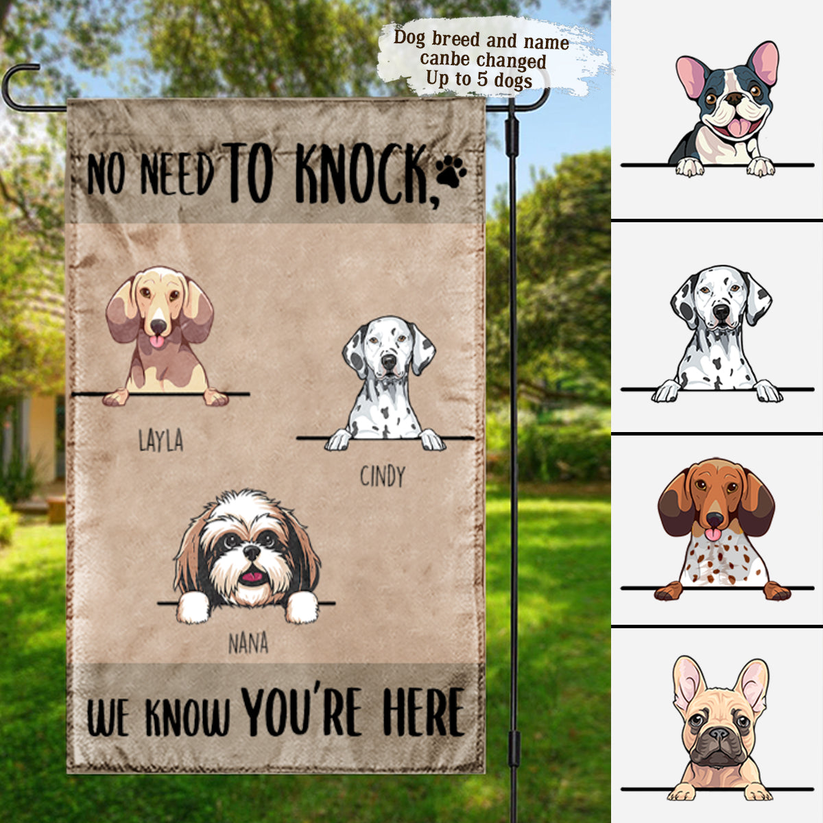 Cute Dog No Need To Knock Personalized Garden Flag Gift For Dog Lovers