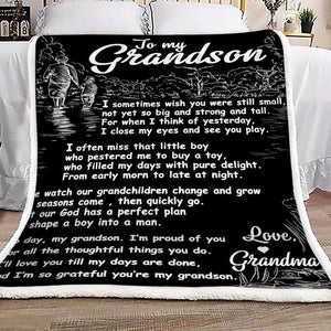 Gift For Grandson Blanket, To My Grandson I Sometimes Wish You Were Still Small 1605630981988.jpg