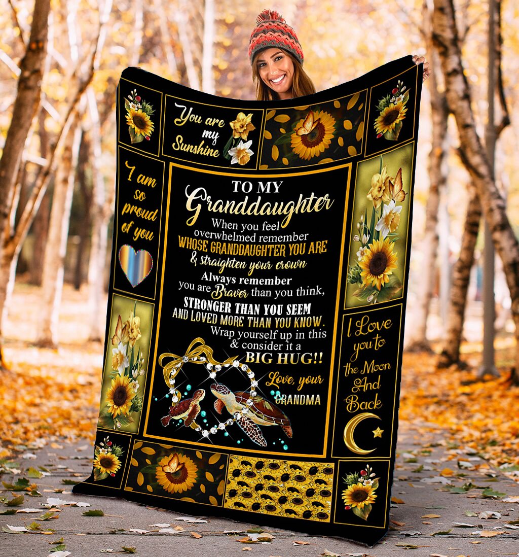 To My Granddaughter Turtles, Big Hug Fleece Blanket - Quilt Blanket - Gift For Granddaughter From Grandma 1606073699862.jpg