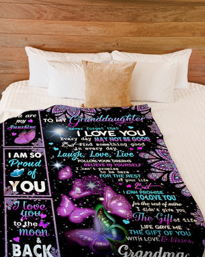 Gift For Granddaughter Blanket, Grandma To Granddaughter Butterfly Believe In Fleece Blanket 1607356932339.jpg