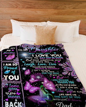 Gift For Daughter Blanket, To Daughter Butterfly Believe In Yourself Fleece Blanket 1607356933900.jpg