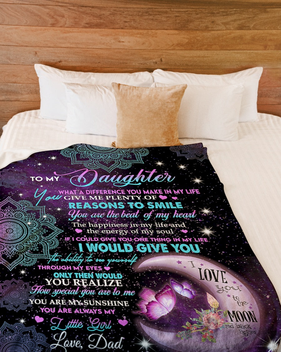 Gift For Daughter Blanket, To Daughter Butterfly Beat Of My Heart Fleece Blanket 1607356938077.jpg