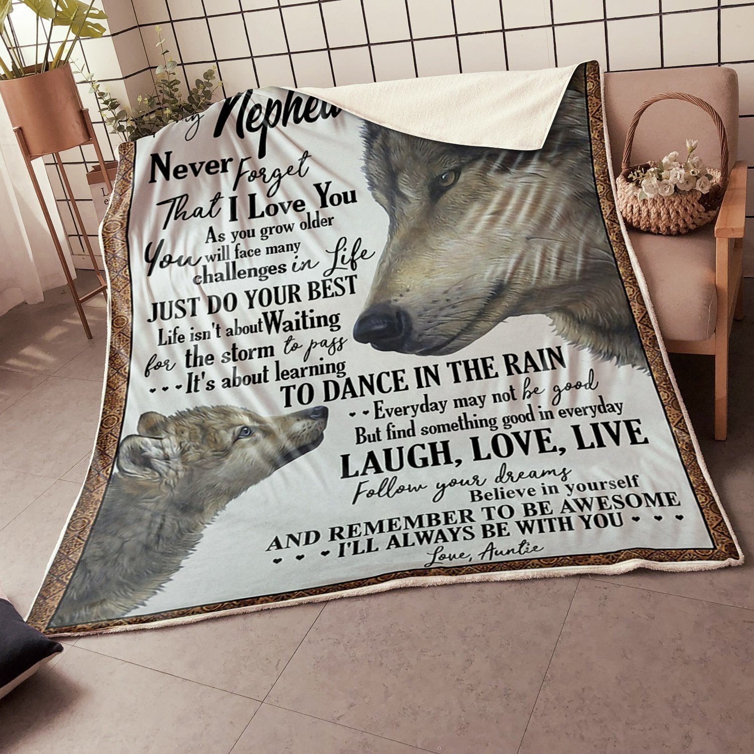 My Nephew Wolf Follow Your Dream Gift From Aunt Fleece Blanket - Quilt Blanket 1608136059363.jpg