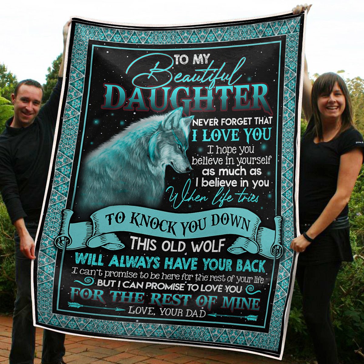 Gift For Daughter Blanket, To My Daughter Old Wolf Love You For The Rest Of My Life Gift From Dad Fleece Blanket 1608136086342.jpg