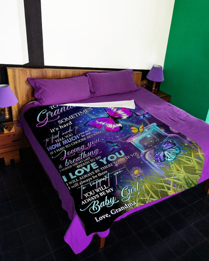 GIft For Granddaughter Blanket, To My Granddaughter You Will Always Be My Baby Girl Fleece Blanket 1614612723745.jpg