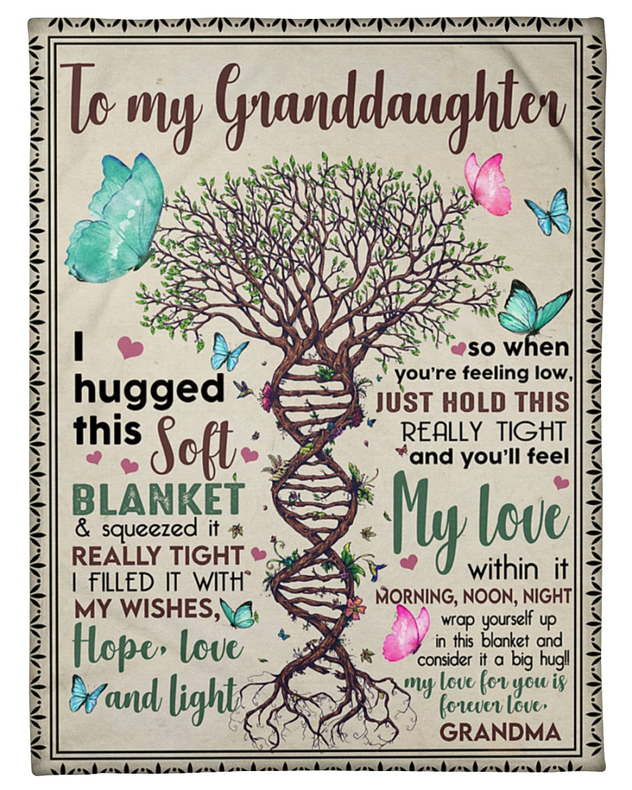 Gift For Granddaughter Blanket, DNA Tree To My Granddaughter I Hugged This Soft Blanket, Love From Grandma 1621330953803.jpg